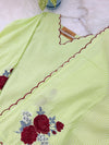 ✨ Striped Cotton Embroidered Kurti Set