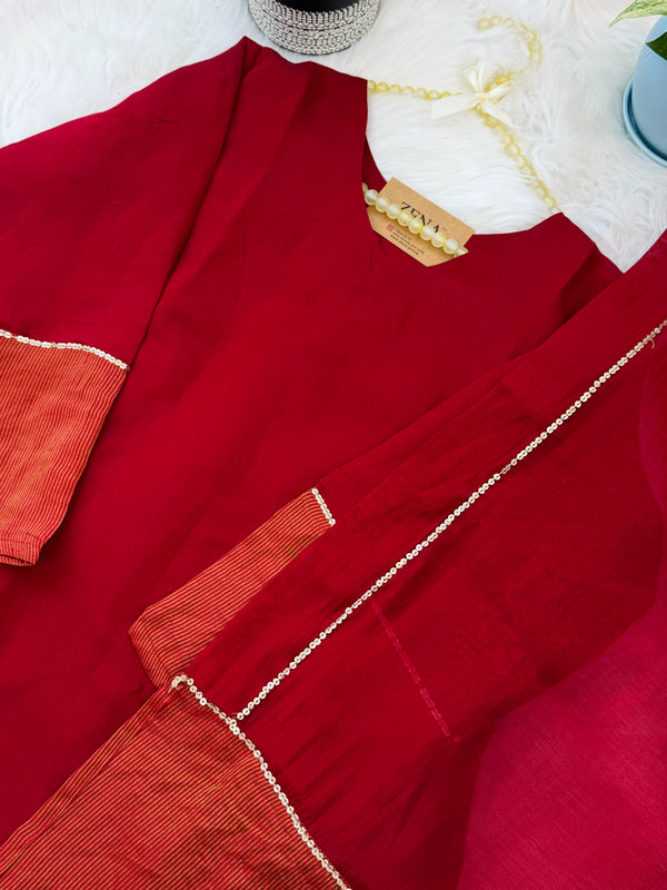✨ Glass Chanderi A-Line Kurti Set ✨