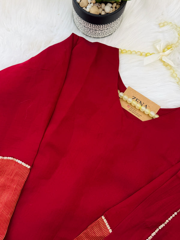 ✨ Glass Chanderi A-Line Kurti Set ✨
