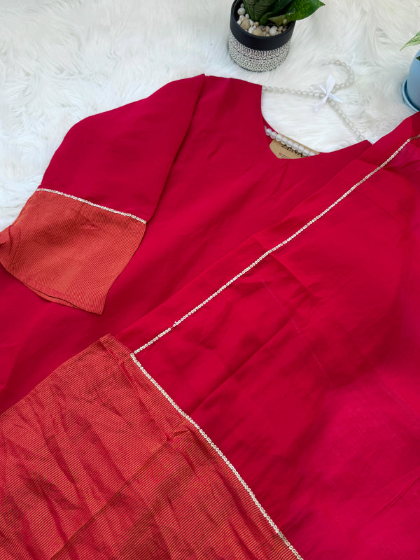 ✨ Glass Chanderi A-Line Kurti Set ✨