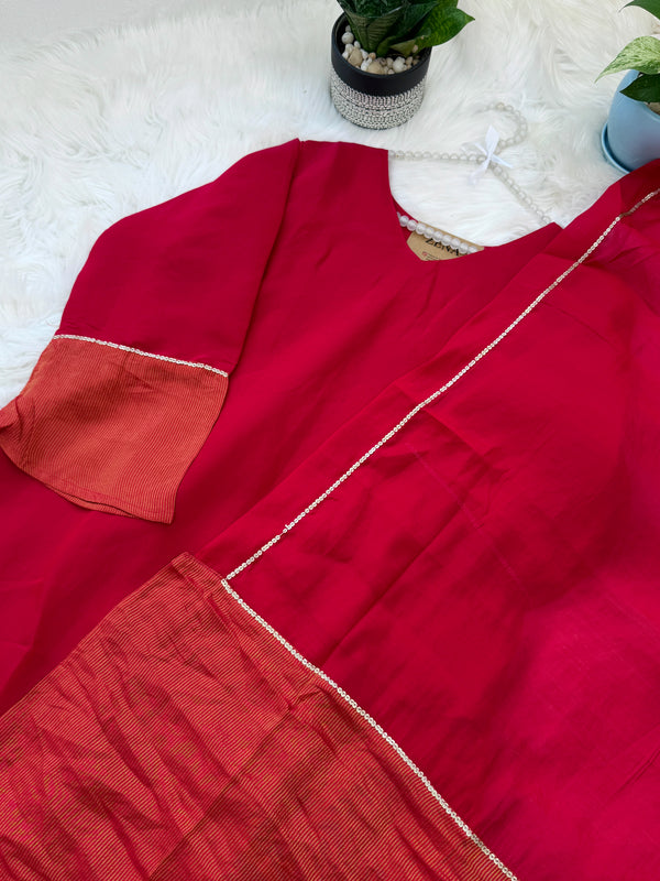 ✨ Glass Chanderi A-Line Kurti Set ✨