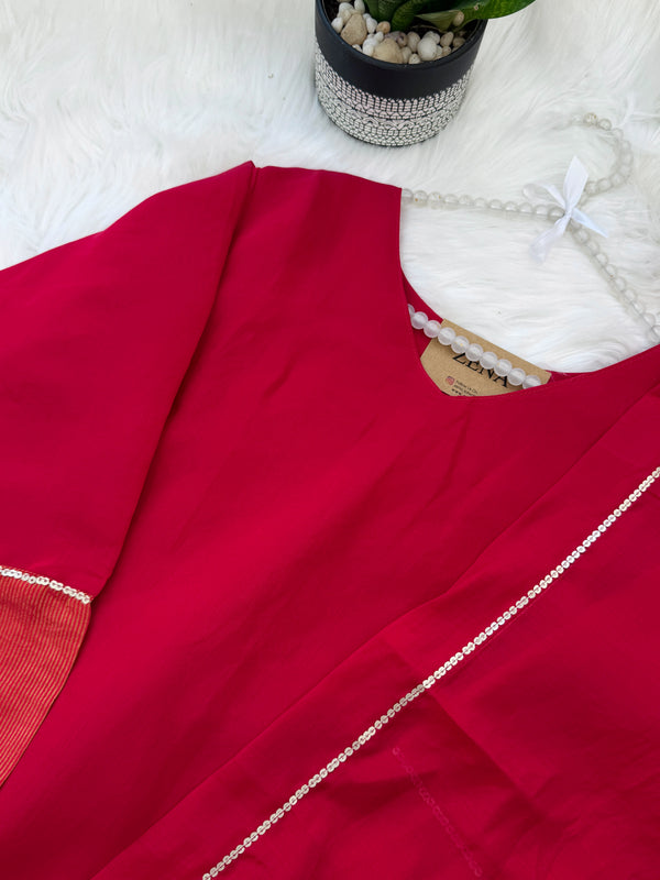 ✨ Glass Chanderi A-Line Kurti Set ✨