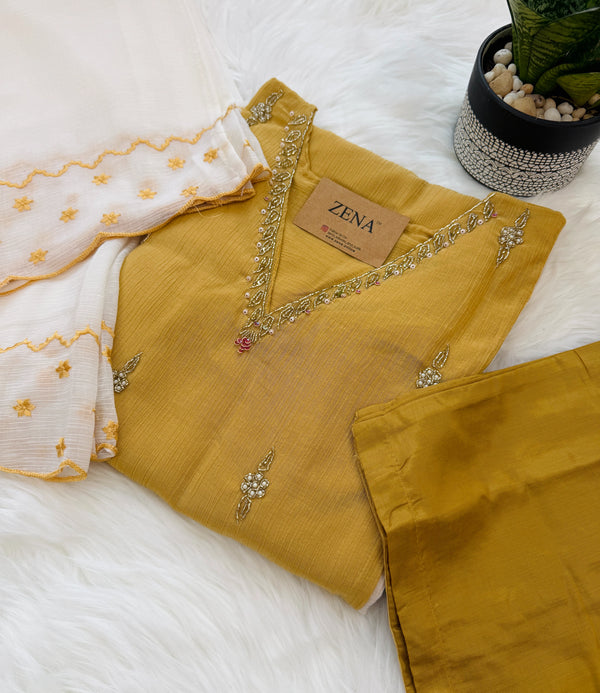 Crush silk handwork Kurti set✨