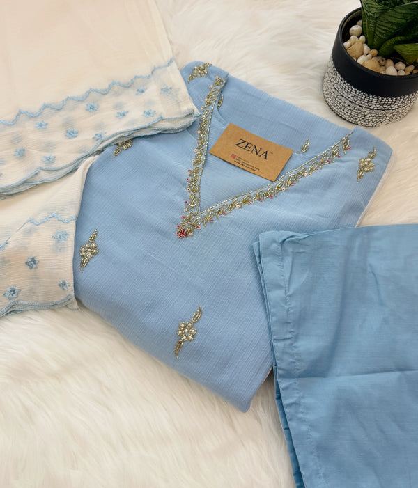 Crush silk handwork Kurti set✨