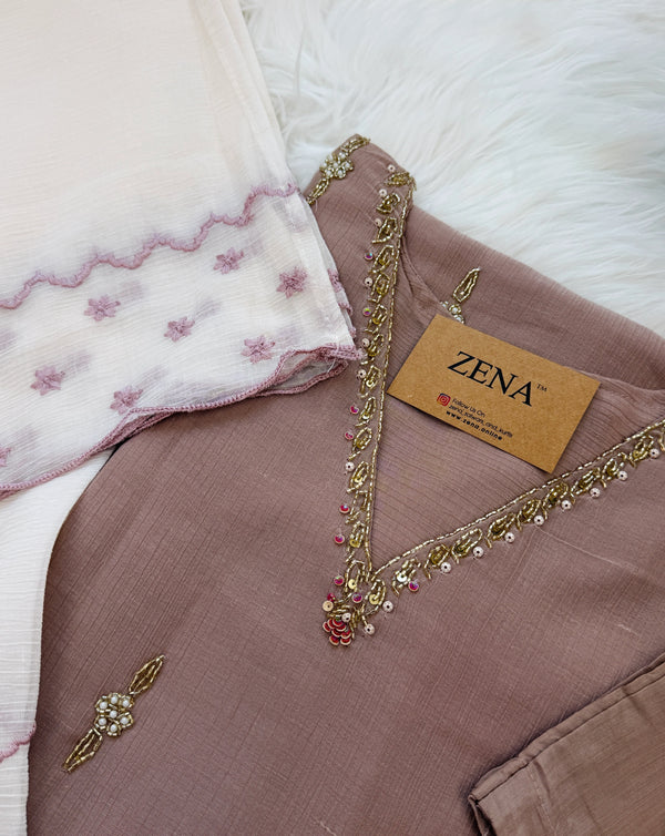 Crush silk handwork Kurti set✨