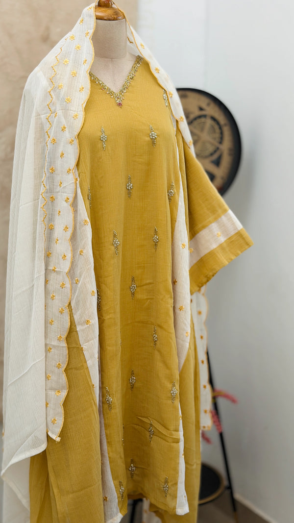 Crush silk handwork Kurti set✨