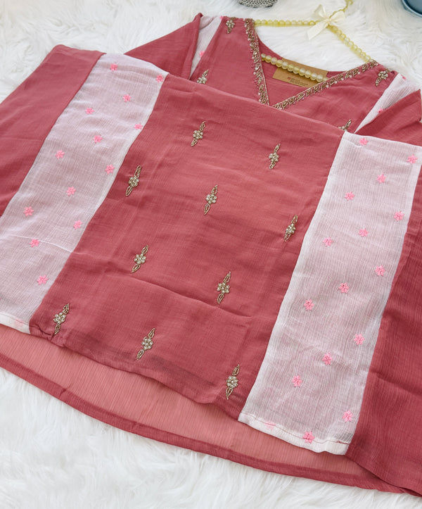 Crush silk handwork Kurti set✨