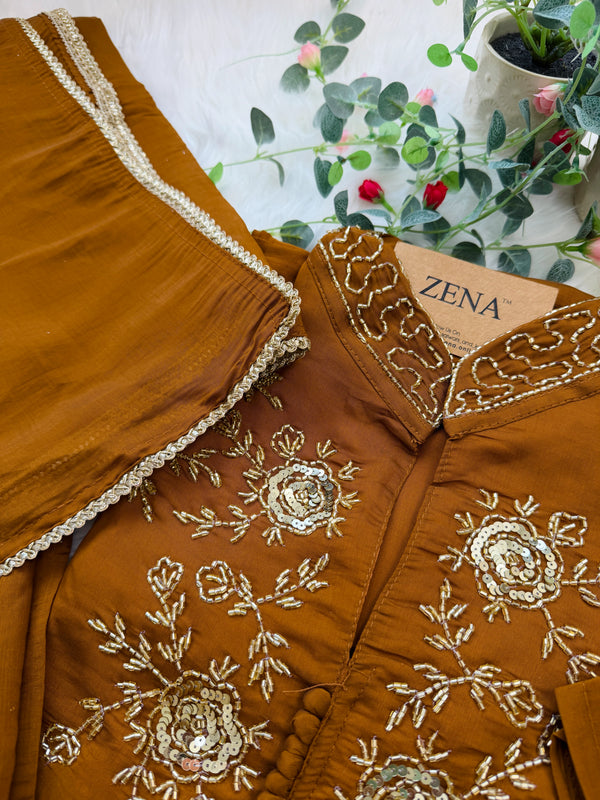 ✨ Glass Chanderi Handwork Anarkali Set ✨