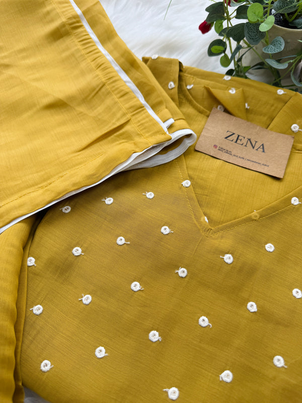 ✨ Mul Chanderi Thread Work A-Line Kurti Set ✨