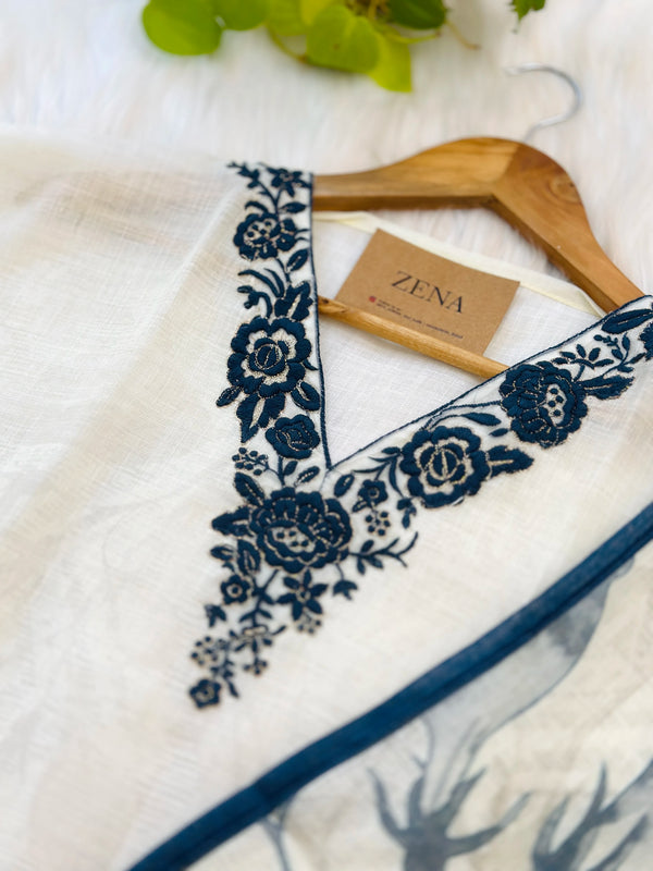 Pure Cotton Semi-Stitched Hand Work Kurti Set – Elegant Customizable Ethnic Wear