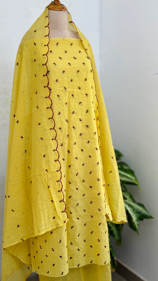 Mul Chanderi Embroidered Unstitched Suit – Redefining Ethnic Elegance