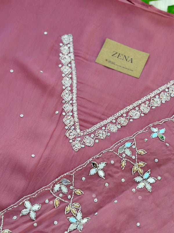 Pure Chiffon Handwork Unstitched Suit – Lightweight Festive Fabric Set