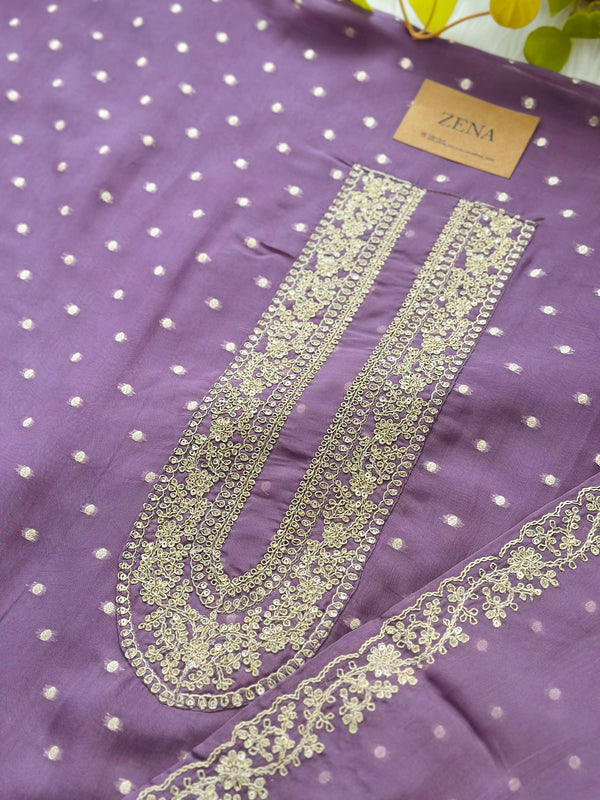 Unstitched Shimmer Silk Party Wear Suit – Elegant Festive Fabric Set