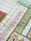 Pure Muslin Unstitched Suit with Hand & Mirror Work – Elegant Festive Fabric Set