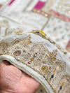 Pure Muslin Unstitched Suit with Hand & Mirror Work – Elegant Festive Fabric Set