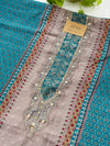 Pure Muslin Unstitched Suit with Handwork Details