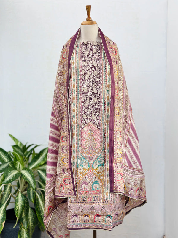 Unstitched Muslin Party Wear Suit – Soft & Stylish Fabric Set for Custom Ethnic Looks