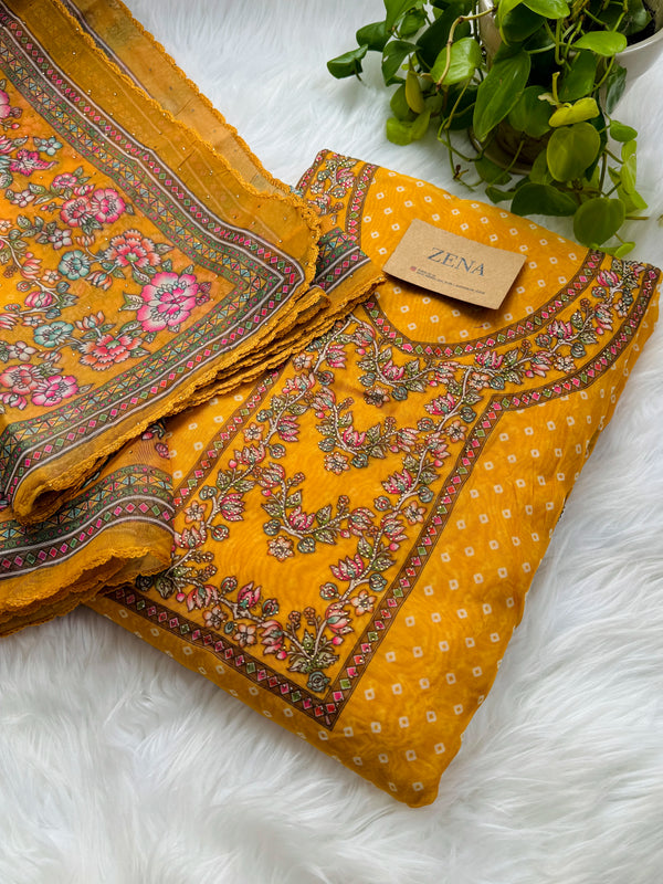 Viscose Organza Unstitched Partywear Suit with Dupatta – Elegant Festive Set
