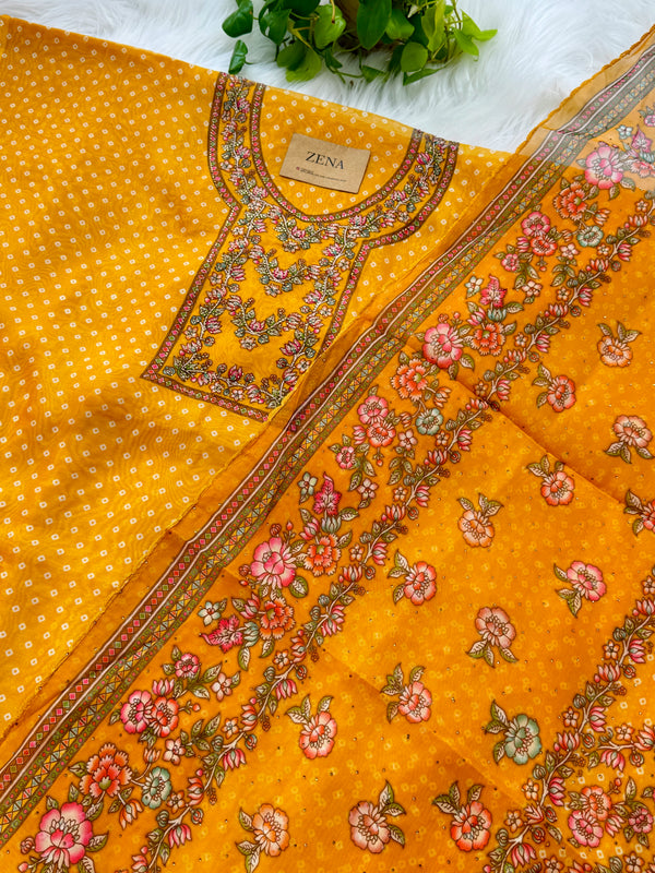 Viscose Organza Unstitched Partywear Suit with Dupatta – Elegant Festive Set