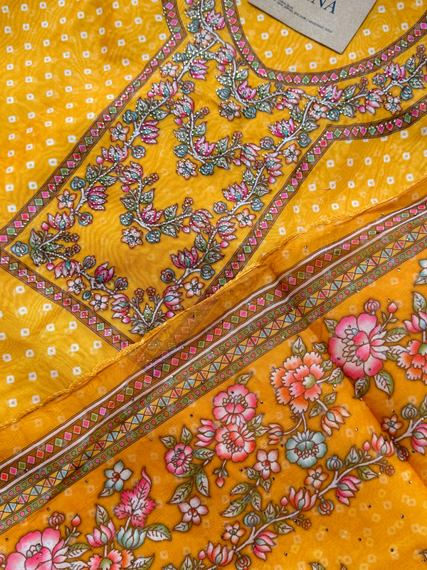 Viscose Organza Unstitched Partywear Suit with Dupatta – Elegant Festive Set