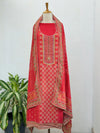 Unstitched Pure Muslin Digital Print Suit with Aari & Jarkan Diamond Work – Luxe Ethnic Fabric Set