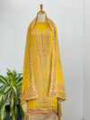 Unstitched Pure Muslin Digital Print Suit with Aari & Jarkan Diamond Work – Luxe Ethnic Fabric Set
