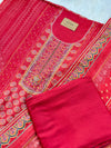 Unstitched Pure Muslin Digital Print Suit with Aari & Jarkan Diamond Work – Luxe Ethnic Fabric Set