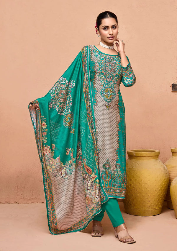 Unstitched Pure Muslin Kurti Set with Hand Work – Elegant Fabric Set for Custom Stitching