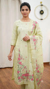 🌼✨ Onam Arrival | Linen Hand-Detailed Unstitched Suit ✨🌼
