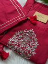 Pure Mul Chanderi Hand-Embroidered A-Line Kurti Set