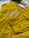 Pure Mul Chanderi Hand-Embroidered A-Line Kurti Set