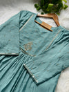 Mul Chanderi Hand Detailed Anarkali Kurti Set – Elegant Ethnic Wear