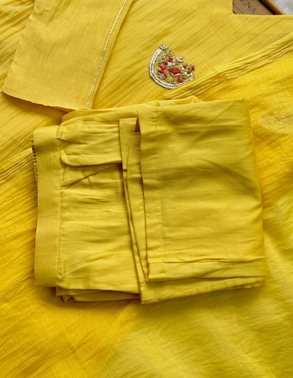 Premium Mul Chanderi Handwork Kurti Set