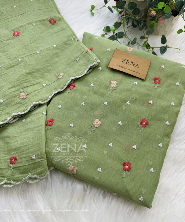 Signature Unstitched Suit 💛 Premium Mul Chanderi Embroidered Unstitched Suit – Redefining Ethnic Elegance