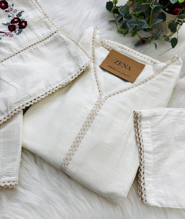 🌸 Pure Cotton Embroidered Kurti Set 🌸