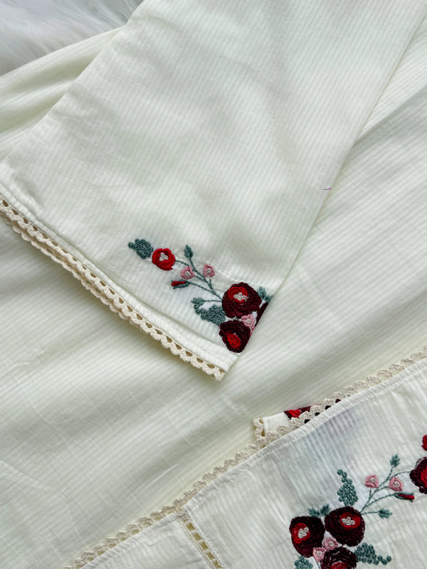 🌸 Pure Cotton Embroidered Kurti Set 🌸