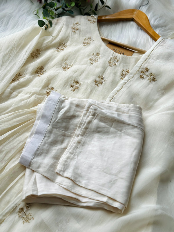 ✨ Premium Mul Chanderi Hand-Detailed Anarkali Suit – Top, Bottom & Dupatta ✨