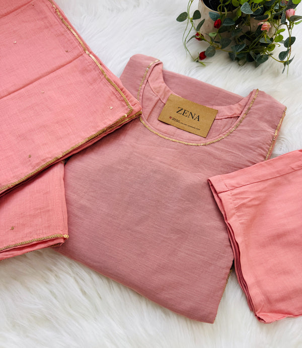 ✨ Premium Mul Chanderi Handwork Kurti Set ✨