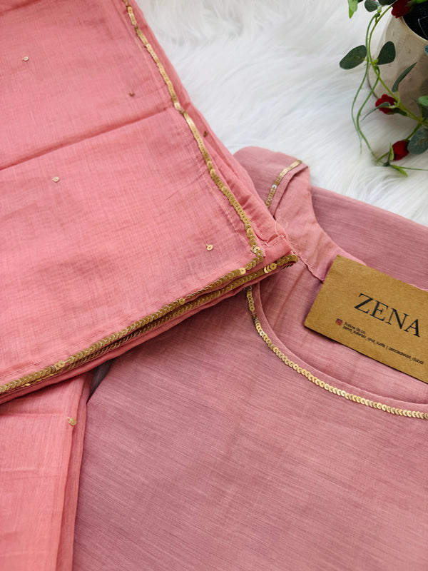 ✨ Premium Mul Chanderi Handwork Kurti Set ✨