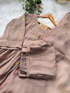 ✨ Glass Chanderi Anarkali Kurti Set – Top, Bottom & Dupatta ✨