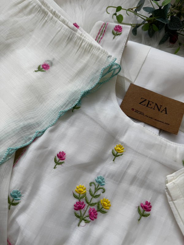 ✨ Glass Chanderi Anarkali Kurti Set – Top, Bottom & Dupatta ✨