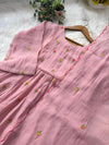 ✨ Glass Chanderi Anarkali Kurti Set – Top, Bottom & Dupatta ✨