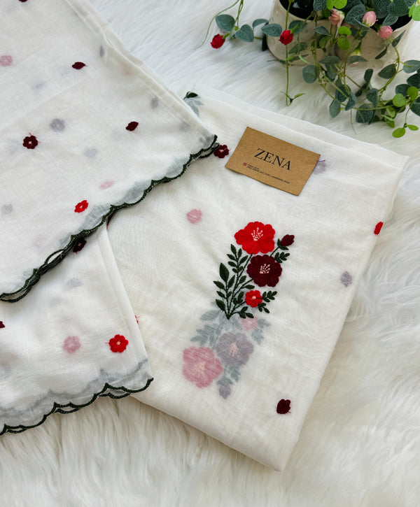 Premium Mul Chanderi Embroidered Unstitched Suit – Redefining Ethnic Elegance