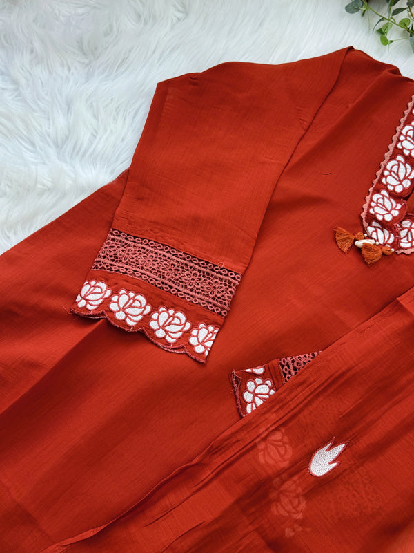 ✨ Muslin Party Wear Kurti Set with Appliqué Work ✨