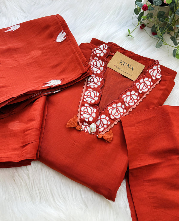 ✨ Muslin Party Wear Kurti Set with Appliqué Work ✨