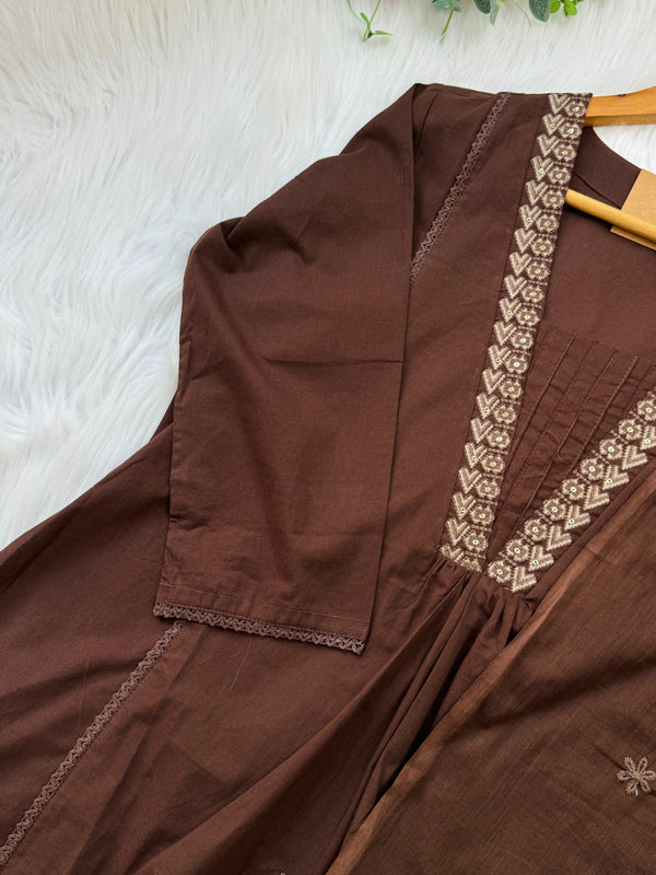 Pure Cotton Embroidered Anarkali Set