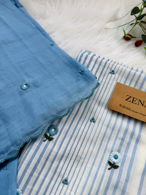 Unstitched Pure Cotton Kurti Set – Top, Bottom & Dupatta 🌿