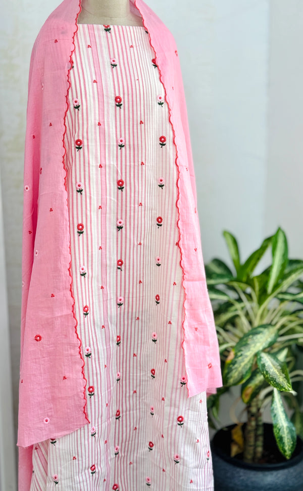 Unstitched Pure Cotton Kurti Set – Top, Bottom & Dupatta 🌿