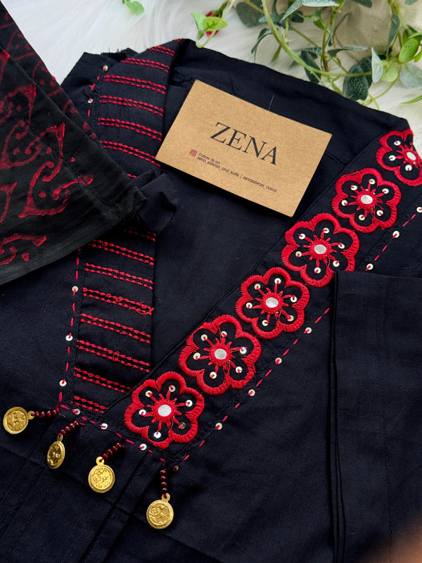 🌸 Pure Cotton Embroidered Anarkali Set 🌸