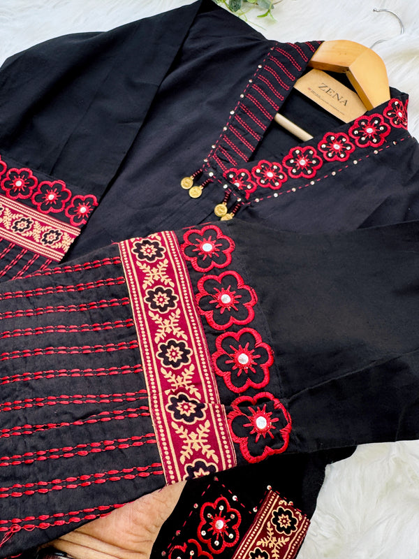 🌸 Pure Cotton Embroidered Anarkali Set 🌸